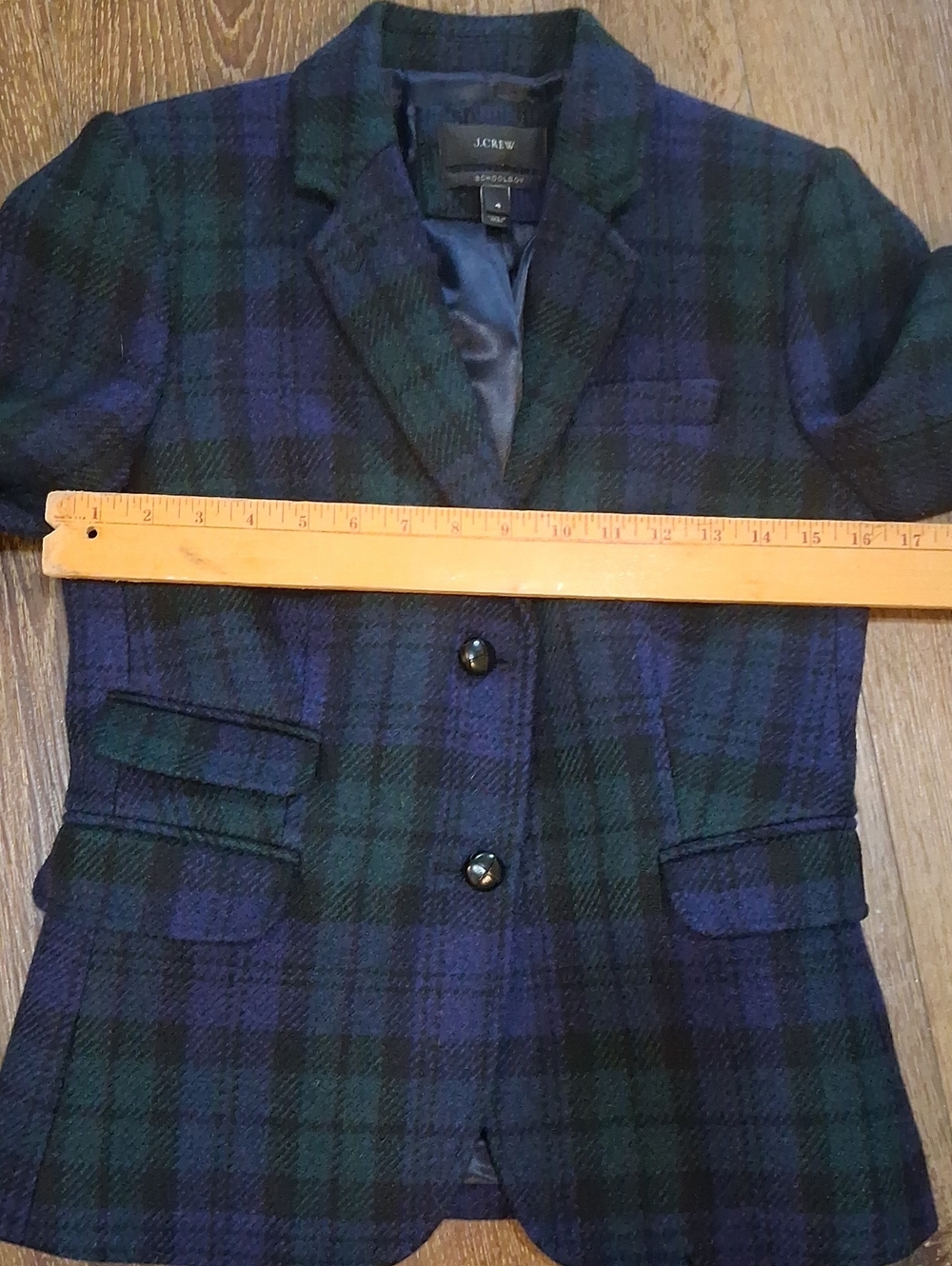J. Crew 100% Wool Tartan Plaid School Boy Blazer Size 4 - Picture 8 of 9